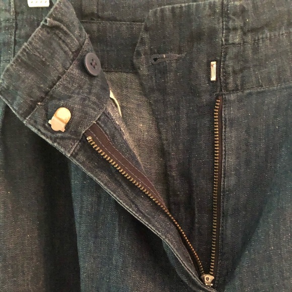 J Crew Paper-bag Chambray Cotton Hemp Denim pleated Trousers size 8 - Picture 10 of 15